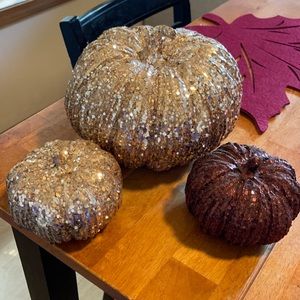 Glitter m/Sequin Pumpkins set of 3